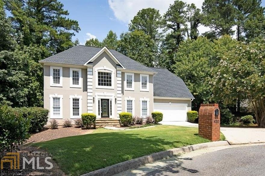 Elegant home with finished basement on spacious cul-de-sac lot near top rated N. Fulton schools.  A two story foyer welcomes you to this gracious home with spacious floorplan featuring family room, formal living room, PLUS separate study on main level. Kitchen features granite, SS appliances, and view to family room with fire place.  Deck overlooks peaceful, private wooded back yard.  30 year architectural shingle roof. Newer HVAC, interior and exterior paint, carpet, tile, and plumbing fixtures. Newly finished basement!  Quick walk to pool/tennis/playground! Agent is related to seller.