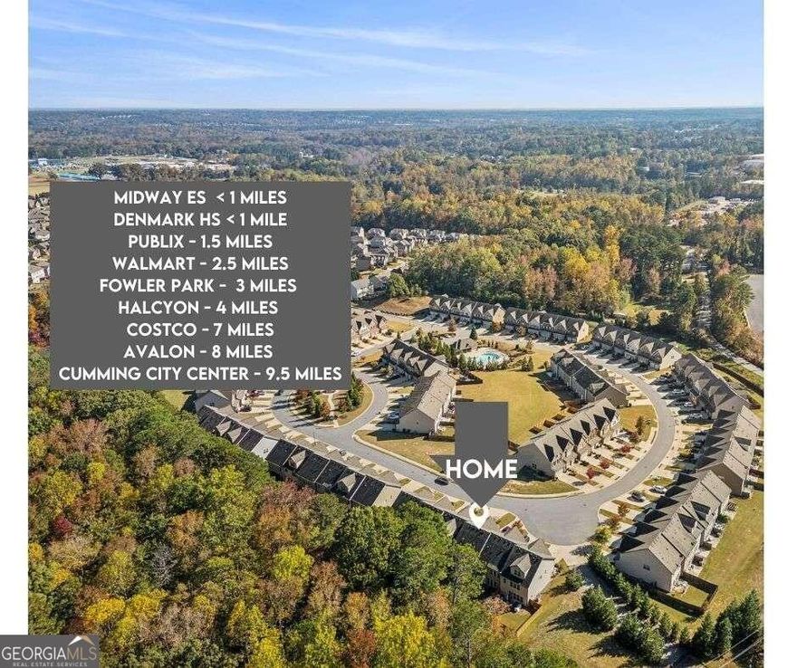 Rare opportunity to own this 4 bd, 3.5 ba townhome in the highly coveted Bridgehampton subdivision! Located directly across from the brand new Midway Elementary and Denmark High School, with easy access to GA-400. Enjoy the benefit of an Alpharetta address with Forsyth County property taxes!  The townhome is 3 stories, has a fenced-in backyard, and is situated on a quiet cul-de-sac. Main level boasts an open concept kitchen and stainless-steel appliances. Second level includes a large master bedroom and bathroom (dual vanity, walk-in closet) two additional bedrooms, a full bathroom, and a flex space. Third level includes an oversized bedroom, full bathroom, and ample storage space. This area could also be used as a media room or home office.  Homeowners enjoy the convenience of full landscaping service, roof maintenance, pest control, trash service, and pool/tennis included in the monthly HOA. This listing won't last long!