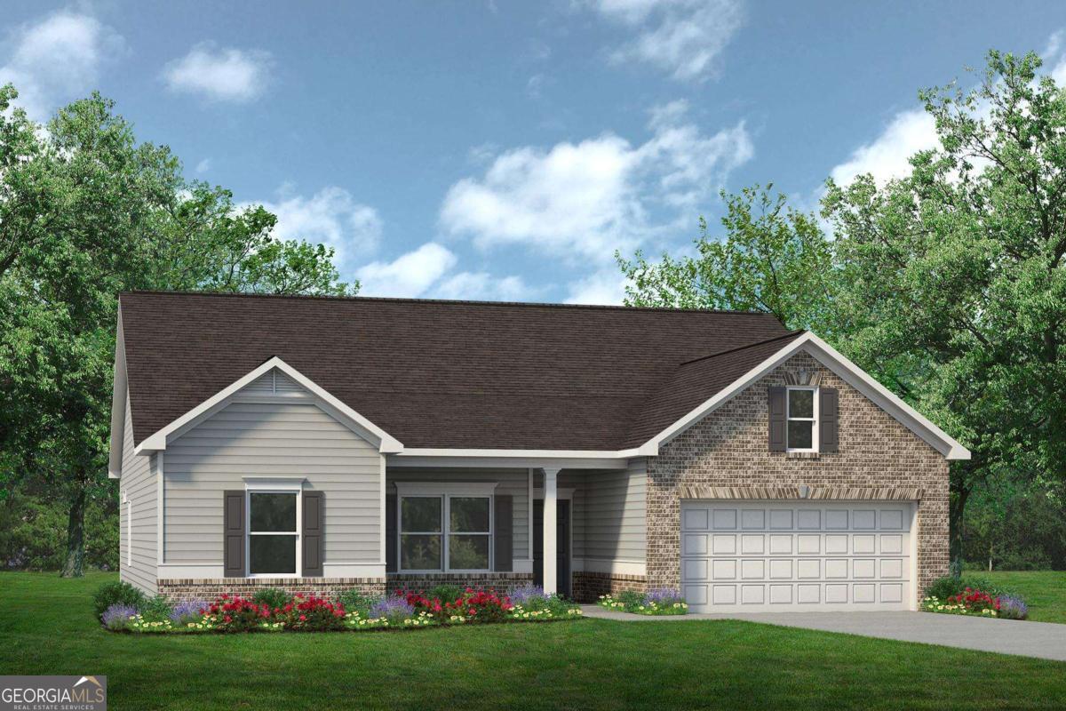 Move in Ready December 2025! The Lancaster plan by Smith Douglas Homes in the community, Maddox Station. Welcome to this gorgeous 3-bedroom, 2.5-bathroom ranch-style home. Nestled in a desirable neighborhood, this home offers an inviting atmosphere with spacious living areas and premium finishes. Located off the foyer, you will find a study w/double French doors that is ideal for a home office or quiet reading nook and a linear fireplace in the family room perfect for entertaining or relaxation. The kitchen offers an abundance of natural light along with an island and designer pendant lights. The Owner's suite is a true retreat with a luxurious bathroom including a double vanity with additional drawer space, separate tile shower, and soaking tub. Photos representative of plan not of actual home. Our decorated Model Home and Sales Center is now open daily Mon, Tues, Thurs, Fri, Sat (10am-6pm); Wednesday (1pm-6pm); Sunday (1pm-6pm). Come visit us today!