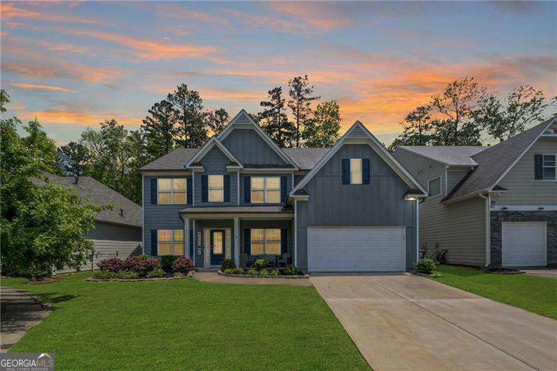 Welcome to your dream home! This stunning residence in the sought-after North Paulding High School District offers unparalleled luxury and convenience. Perfectly situated on a quiet cul-de-sac, this home boasts a thoughtful layout designed for modern living. Step inside to discover a spacious, light-filled interior with 12MM Luxury Vinyl Plank flooring throughout. The heart of the home is the chef's kitchen, meticulously renovated with Carrara Marble Quartz countertops, stainless steel appliances including a 5-burner gas stove, and a convenient wine refrigerator. The large island and soft-close cabinets make cooking a joy, while the adjacent walk-in pantry ensures ample storage. For formal gatherings, the separate dining room with Butler's Pantry provides an elegant setting. Upstairs, the oversized master suite is a retreat unto itself, featuring a trey ceiling, luxurious en-suite bath with dual vanities, and a massive walk-in closet complete with washer and dryer for added convenience. Additional bedrooms are generously sized, perfect for family or guests. Outside, the newly fenced backyard offers privacy and space for outdoor activities, enhanced by thoughtful upgrades including Ring Smart Home technology and a storage shed that stays with the property. The two-car finished auto garage with epoxy floor and built-in cabinets provides plenty of storage options, complemented by attic storage for seasonal items. Located within a vibrant community offering a clubhouse, playground, basketball, pickleball court, tennis, and pool, this home combines comfort with lifestyle amenities. With low HOA fees and proximity to popular local spots like Burn Bootcamp and Cluck N Mooh, plus upcoming schools, this is an opportunity not to be missed! Lovingly maintained and move-in ready, this home is more than just a place to live-it's a place to thrive. Schedule your showing today and envision your future in this perfect blend of style, space, and community.