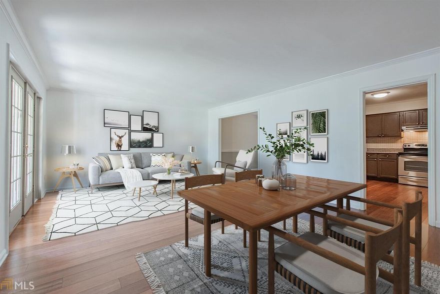 Walking distance to the new Sandy Springs Performing Arts Center.  Look no further for one level resort style living located near the beautiful pool!  Ton's of morning light in this patio 2 bedroom/ 2 bathroom townhome. Hardwoods throughout. Painted light and bright throughout.