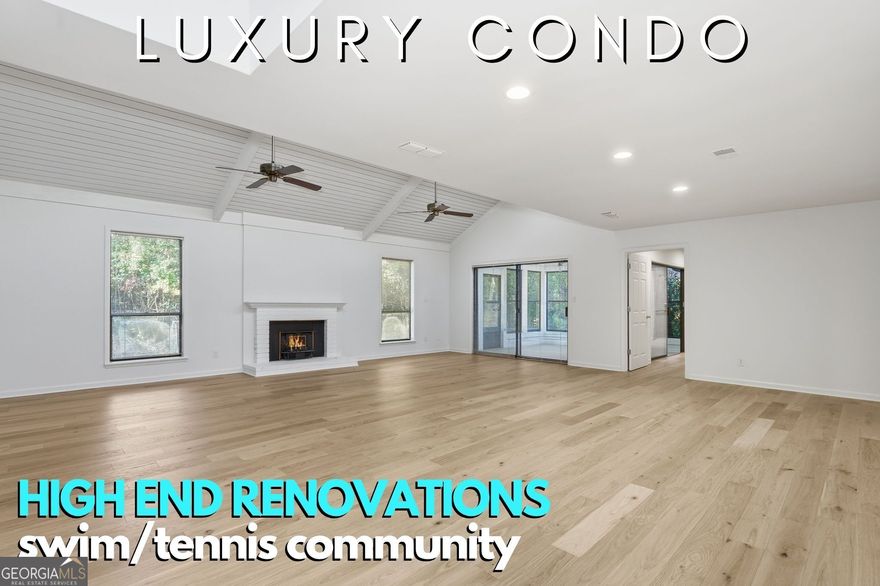 HIGH-END RENOVATIONS!! Open & Airy Urban-Modern Chic In Sought-After Swim-And-Tennis Community!! Light oak wide-plank floors run through the main living spaces, with New carpet in bedrooms-bright breakfast kitchen with exquisite quartz counters, light-stained wood cabinets, and modern lighting. *An enormous vaulted family room filled with natural light overlooks the private backyard and flows into an inviting sunroom shared with the primary suite. Primary bath features a large, wheelchair-accessible shower. Clean contemporary finishes and upgraded lighting throughout, plus a two-car garage with epoxy floor - Stylish, Comfortable, and Move-in Ready. Great, convenient location, near Downtown Marietta! Think Fast!