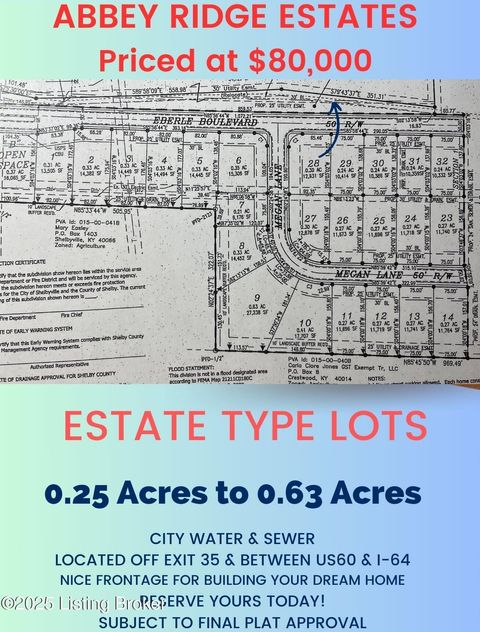 Vacant Land For Sale - LOT 14 Megan Ln<br/> Shelby County, Shelbyville, KY 40065