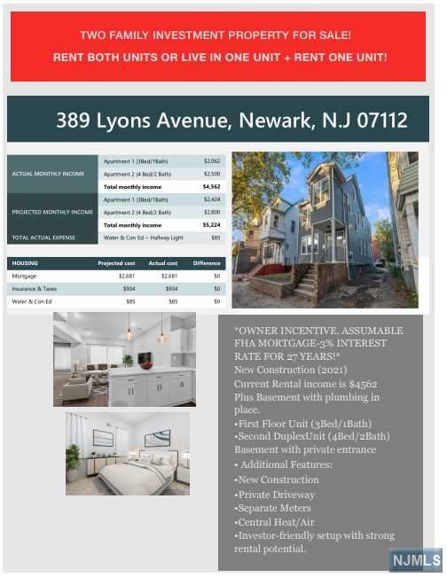 389 Lyons Avenue, Newark, New Jersey - 7 Bedrooms  
3 Bathrooms  
10 Rooms - 