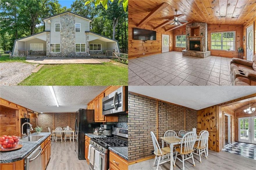 A Peaceful Retreat with Character, Space & Soul! Welcome to Your Peaceful Retreat in the Heart of Pickens County’s West End! Nestled in a peaceful countryside setting and embraced by nature, this thoughtfully designed home offers the perfect blend of rustic character and everyday comfort. Step inside to a soaring vaulted great room bathed in natural light, where exposed beams and a striking rock fireplace set the stage for cozy nights and heartfelt gatherings. Rich, wide-plank knotty pine accents throughout add a warm, timeless charm that instantly makes you feel at home. The main level offers two spacious bedrooms, one with its own full bath & walk-in closet—ideal for guests or multi-generational living. A flexible bonus room on the main floor is perfect for a 5th bedroom, home office, or creative studio. Upstairs, you'll find a generously sized primary suite that offers a peaceful escape, complete with a luxurious bath featuring dual vanities, a relaxing jetted tub, and plenty of room to recharge. The spacious fourth bedroom also includes its own private full bath—perfect for guests or family members seeking added comfort and privacy. Set on a generous .73-acre lot, this mostly fenced property offers plenty of room for pets to roam or children to play. Step out onto the expansive back deck and soak in the peace of your private backyard oasis—ideal for quiet mornings or lively gatherings. A spacious storage building adds convenience, with ample room for your boat, tools, or even a future garden retreat. This is more than a house—it’s a lifestyle of serenity, space & endless potential. Come experience the feeling of home. Schedule your private tour today!