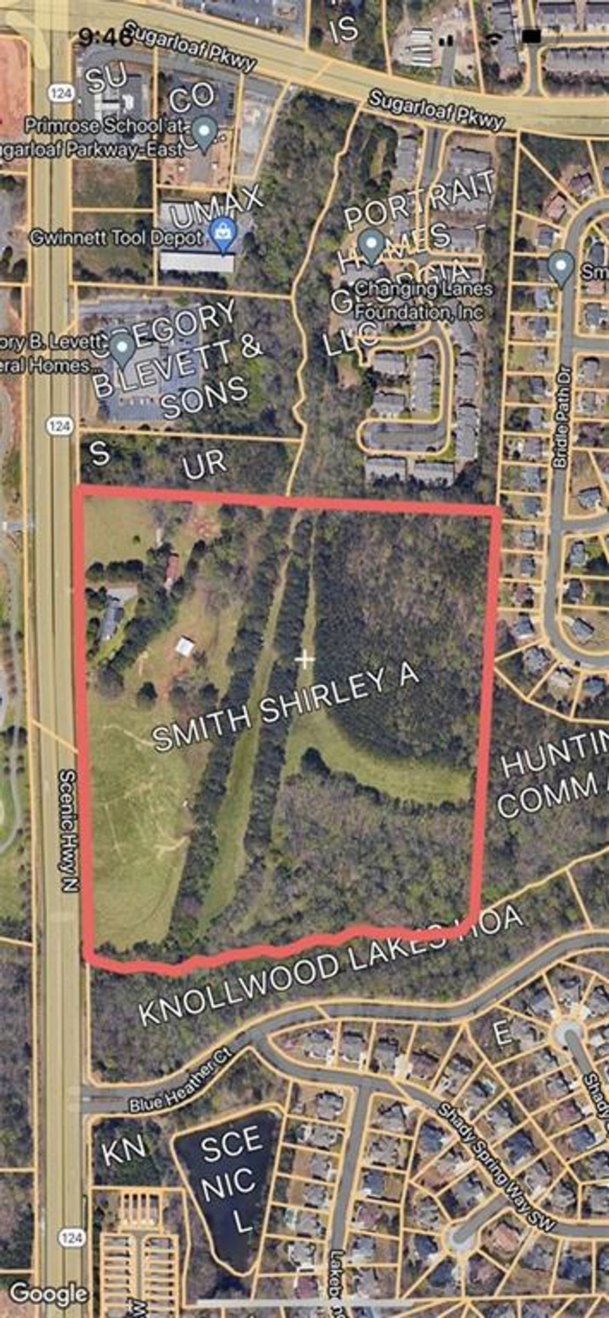 No Sign, No Lockbox. Beautiful level undeveloped 30.31 acre on Scenic Highway, Lawrenceville. Ready to be developed. Located near Sugarloaf Parkway and across Hwy. 124 from Alexander Park. Pasture, open land and wooded area. No Seller Disclosure on this property.
