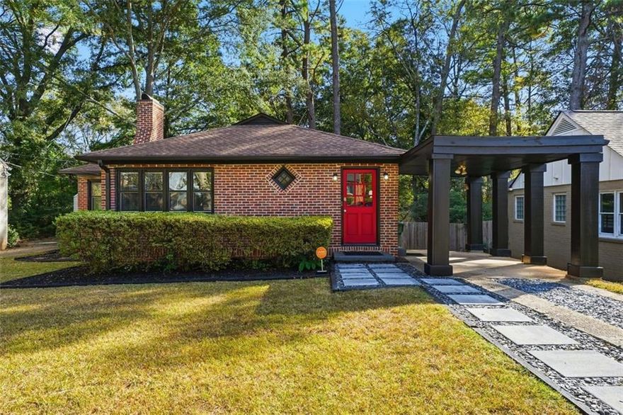 Welcome to 1848 Brandywine St SW, a turn-key gem in Sylvan Hills where classic 1950s charm meets ultimate modern entertainment. This striking, four-sided brick ranch makes an immediate statement with its enhanced curb appeal, accented by a bold red front door and elegant black trim against the exterior. Inside, the functional 3-bedroom, 1-bathroom home spans 1,149 square feet and features gleaming original hardwood floors throughout. The interior is filled with great natural light, maintaining a sophisticated, neutral aesthetic and a crisp, move-in ready atmosphere. The cozy family room is centered around a charming, decorative fireplace. The true highlight of this property is the incredible outdoor oasis: a private, fully fenced-in backyard featuring a gathering-ready raised fire pit and a massive, custom-built 500+ square foot covered patio. Designed as a spectacular outdoor living room, this space is fully equipped for epic entertaining, boasting a custom-built sectional with custom cushions, a high-definition projector with a 15-foot powered screen for movie nights, two remote-controlled ceiling fans, and six dedicated power outlets. This home offers unparalleled lifestyle and convenience, situated just moments from the BeltLine, the vibrant Lee + White food and brewery district, the under-renovation John A. White Golf Course, Perkerson Park, and Tyler Perry Studios. Enjoy easy access to major downtown attractions like Mercedes-Benz Stadium (MBS), State Farm Arena, and the exciting Centennial Yards development. Commuting is a breeze with quick access to MARTA and all major interstates, including I-20, I-75, I-85, and GA-166, all while maintaining close proximity to Hartsfield-Jackson Atlanta International Airport. This is the perfect charming brick home for the owner who loves to entertain and demands prime connectivity.