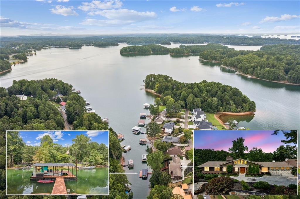 SOUTH LAKE SERENITY!!! AND ONLY 5 MINUTES FROM EXIT 14(HWY400) and all Marketplace Boulevard's RESTAURANTS AND SHOPPING!
Very easy boat access to the MAIN LAKE, and only 15 MINUTES TO MARGARITAVILLE/LANIER ISLANDS (by boat!) You are also very near to both Habersham Marina AND Baldridge Marina!
THIS PICTURE PERFECT SOUTH LAKE SETTING only comes along every now and again...ESPECIALLY with the chance to have your own PRIVATE COVERED DOCK that is literally 48 STEPS FROM YOUR BACK DOOR!
Enter the Majestic SOLID WOOD Double Front Doors and be WARMLY WELCOMED by a gorgeous WALL OF GLASS providing YEAR ROUND LAKE VIEWS from the Primary Living Areas (AND the Primary Bedroom as well!). Not only does this home have a total of the 4 BEDROOMS and 3.5 BATHS that you want, but also your own HOME OFFICE, and a full on HOME THEATER set up!
We have to mention that there are KITCHENS on both the MAIN LEVEL AND TERRACE LEVEL, and FIREPLACES(wood or gas)AS WELL! And yes, you 'Guest' it!!! A VERY COOL GUEST SUITE/APARTMENT complete with it's own entrance that includes a ROOMY kitchenette, a BEAUTIFUL Murphy bed and very(VERY) FANCY bathroom with a HUGE Soaking Tub! It even has it's own laundry set up for your Guest's convenience!
Completing this picture is a FENCED IN BACKYARD area that 'completely' surrounds the entire terrace level! And finally, this home is on CITY WATER AND SEWER, which is rare indeed on Lanier and another great selling point!
Make arrangements to come see us soon!!