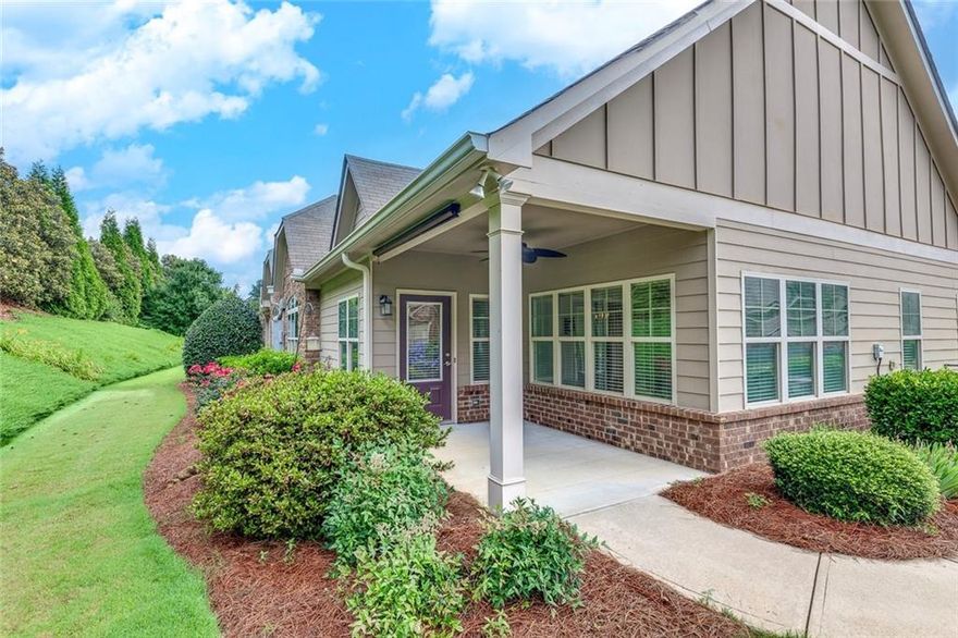 Welcome to this beautiful, move-in ready corner patio home nestled in the sought-after gated community of Arbor Ridge. This active adult neighborhood, consisting of just 56 homes, offers a welcoming lifestyle with amenities that include a clubhouse with an exercise room, meeting space, and a refreshing pool. The inviting covered front porch overlooks a private, landscaped area, setting the tone for the comfort and charm found throughout the home. Inside, you'll find a spacious living room featuring a cozy fireplace with gas logs, seamlessly connected to a sunroom with French doors that open to views of the beautifully maintained landscaping. The open-concept dining room flows into an eat-in kitchen complete with stained cabinetry, granite countertops, and all appliances included. A convenient laundry room, equipped with washer and dryer, adds to the home's thoughtful design. The primary suite is a peaceful retreat, highlighted by a double tray ceiling and an ensuite bath with a double vanity, separate shower, and walk-in closet. A generously sized guest bedroom offers an adjoining private bathroom, ensuring comfort and privacy for visitors. Upstairs, a versatile bonus room provides ideal flex space for a home office, hobby area, or additional guest accommodations. Enjoy the convenience of a two-car garage with a dedicated storage room, and take advantage of the low-maintenance lifestyle that gives you more time to enjoy the community's amenities and all the surrounding area has to offer.