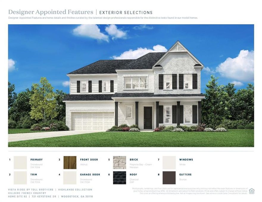 Toll Brothers at Vista Ridge- The Hillside French Country design on basement. This could be your sanctuary. Step inside the two story foyer and explore this open floorplan. Office, guest room, and full bath on the first level. Amazing kitchen with big island and view to the great room. White cabinets to the ceiling with Miami white quartz. A butlers pantry plus walk in pantry off the kitchen is perfect spot to drop back packs and shoes when coming in from garage. Upstairs has a loft that is just right for movie night, an exercise space, or whatever you dream up. Back covered porch will be your favorite spot to have your hot cup of coffee/tea in the morning. This home comes with the Toll Brothers home warranty and is in a community that boasts country club style amenities. Arnold Mill Elementary is within walking distance. This home is under construction and scheduled to be completed in December. For 10 years Toll Brothers has been ranked #1 Builder worldwide on FORTUNE Magazines "Worlds Most Admired Companies" list. For more information visit us at our model home 760 Keystone Drive.