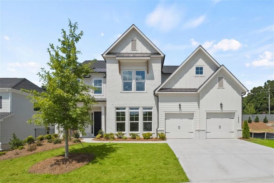 NEW TOLL BROTHERS HOME! READY NOW. Our most popular Hendricks plan on slab with Farmhouse elevation located in Freestone Station, a new home community of 100 homes with spacious back yards offering a unique opportunity to live near major conveniences and surrounded by shopping, amenities and supported by highly desirable Cobb County schools.
In addition to the chef’s dream kitchen with quartz countertops, KitchenAid appliances and large island that opens to the covered back patio through triple sliding glass doors, the kitchen is open to the casual dining and the 2-story great room. Unique Toll Brothers structural features include Luxury Alternate Primary Bath with free standing tub, sun-filled two-story great room with floor to ceiling linear window wall, mud room with built-in and enlarged full bedroom with full bath on the main level. Oak wood stair treads lead to a grand view from the catwalk overlook to below. All bedrooms have attached, ensuite private bathrooms. Upstairs laundry room includes laundry sink. This home includes a lawn sprinkler system on timer for convenience.
Amenities under construction include a pool, cabana, outdoor living area, kids play area and pocket park. Come experience the Toll Brothers difference.