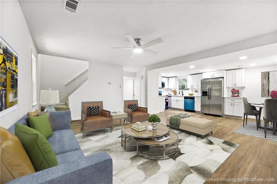 SELLER WILL CONTRIBUTE 5000.00 IN CLOSING COST!!!!!RENOVATED AND MOVE IN READY!!!!!  4 Bedrooms 2.5 baths featuring NEW ROOF, NEW HVAC, NEW QUARTZ COUNTERS AND BACK SPLASH, NEW CABINETS, NEW LUXURY FLOORING, NEW UPSCALED LIGHTING, NEW STAINLESS APPLIANCES, NEW MARBLE LIKE TILE, NEW DOUBLE MASTER HIGH END VANITY, NEW TOILETS, TUBS, SINKS and PLUMBING FIXTURES, NEW HIGH END VANITIES.  Sit outside on your back patio while grilling and enjoying company. Open concept main level, what more can you ask for in this price range!!! MAKE AN OFFER!!!!