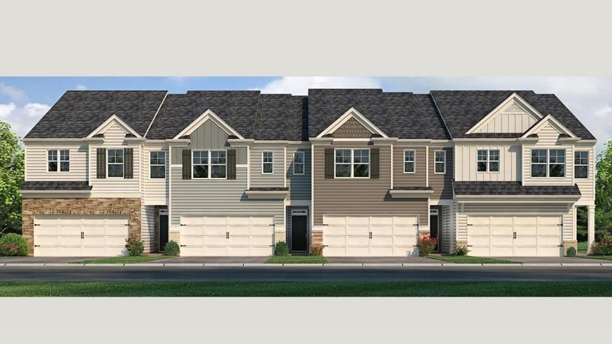 The new construction Salisbury plan at 54 Hughes Place Drive 2 story end-unit town home features 3 bedrooms and 2.5 bathrooms in 1,857 square feet along with a 2 car garage in new Dawsonville community, Hughes Court. As you step off the front porch, a long foyer welcomes you and leads into the open concept main living area. A large family room is the perfect place for family and friends to gather or for a quiet night with a book or movie. The family room flows seamlessly into the well-appointed kitchen with a center island, quartz counter tops, white subway tile back splash, sinclair burlap shaker-style cabinets and stainless steel appliances. A dining area directly off the kitchen provides space for a dining table and opens onto the back patio. There is also a half bathroom tucked way on the first floor. Up the stairs, you'll turn from the landing into the primary suite. This spacious bedroom is complimented by the en suite bathroom with separate tub and shower, dual vanity, water closet, linen closet and room walk-in closet. Across the landing you will be led into a loft area that is perfect for a game room, secondary living space or home office. 2 additional bedrooms, the laundry room and an additional bathroom with dual vanity round out the upper floor. Just minutes from Lake Lanier, homeowners can enjoy endless opportunities for outdoor recreation. With plenty of dining options, shopping centers and everyday conveniences nearby, Hughes Court offers a perfect balance of comfort and accessibility at 54 Hughes Place Drive.