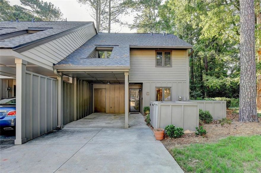 Motivated Seller | Seller will contribute $10,000 towards closing cost with any “reasonable” offer | Must use Supreme Lending to close within 45 days. | 
Supreme Lending offers conventional 30 yr fixed loan with as little as 3% down, competitive rates and full underwriting approval within 7-10 days.| Act now!
End-Unit townhome with private outdoor oasis in sought after community of Cedar Canyons off Powers Ferry in East Cobb. This condo is conveniently located to I-75/I-285, dining, shopping and minutes from Truist Park. One of the more unique floorplans in the neighborhood with its 20’ ft great room ceilings, expansive windows that flood the space with natural light & a beautiful spiral staircase that adds charm and sophistication to the heart of the home. Step outside to a private brick enclosed patio off the great room and dining area that opens to a serene wooded backyard. 3 Bedrooms upstairs, 1 to include built in desk/bookshelves for your Home office needs. Newer Roof(3 years old), HVAC system( Replaced 2020/2022), entire unit painted to include all doors, ceilings, walls and trim, all plumbing replaced and updated Faucets, lighting, toilets and all new LVP Flooring & carpeted stairs. The upstairs laundry room makes laundry day a breeze, while the half-bath on the main floor is perfect for guests. Plenty of Storage...Attic area | Storage room with built in workstation & shelves off of the carport. (Larger than most) This home offers the perfect combination of unique architectural details, practical living spaces, and peaceful privacy. Don't miss your chance to own this unique property- Schedule your private tour today via Showing time. Appointment only .