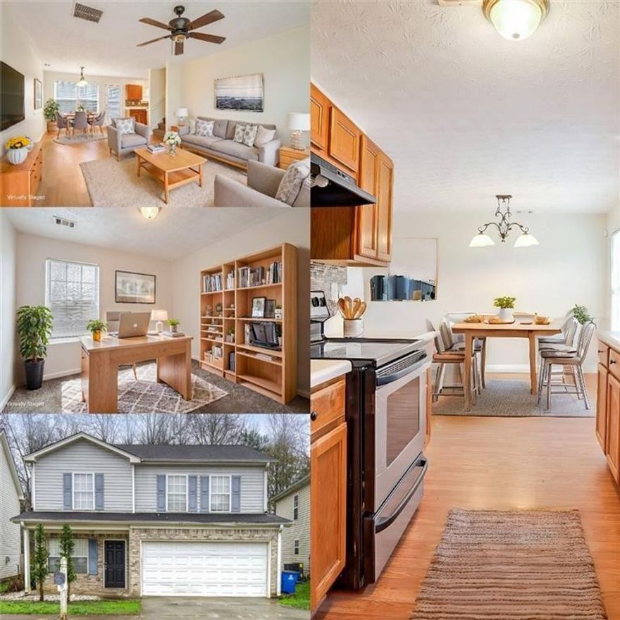 || SELLER OFFERING $3000 HOME DEPOT GIFT CARD TO BUYER AT CLOSING ||RENT TO OWN & LEASE PURCHASE AVAILABLE || LOW HOA FEES || || NO RENT RESTRICTIONS || || TRANSFERABLE HOME WARRANTY || || UPDATED APPLIANCES & FIXTURES || || BRAND NEW HARDWOOD FLOORS || || ENERGY-EFFICIENT CONSTRUCTION || || CREEK VIEW & LARGE BACKYARD || || SWIM, TENNIS, PLAYGROUND & CLUBHOUSE || ** WHAT YOU'LL SEE ** Step inside and be greeted by an OPEN-CONCEPT MAIN LEVEL with HIGH CEILINGS and BRAND-NEW HARDWOOD FLOORS that gleam under the natural light pouring in. In the kitchen, you'll see ALL-NEW STAINLESS & BLACK APPLIANCES, a modern upgrade that blends perfectly with the space. Upstairs, the ROOMMATE FLOORPLAN offers private, well-appointed bedrooms. Step out into the LARGE BACKYARD to take in the serene CREEK VIEW, surrounded by lush greenery, making it the perfect spot for relaxation or outdoor gatherings. ** WHAT YOU'LL HEAR ** Enjoy the soothing sound of the CREEK GENTLY FLOWING at the edge of your backyard, a natural soundtrack that brings peace and tranquility. Inside, hear the echoes of laughter as friends and family gather in the OPEN LIVING SPACE, perfect for entertaining. In the community, the buzz of friendly matches on the TENNIS COURTS, children playing on the PLAYGROUND, or neighbors connecting at the CLUBHOUSE will remind you of the vibrant energy this neighborhood offers. ** WHAT YOU'LL FEEL ** Experience the SOFTNESS OF NEW CARPET underfoot as you climb the stairs, or the smooth texture of the UPDATED FIXTURES throughout the home. Feel the privacy and calm of the ROOMMATE FLOORPLAN upstairs, offering an escape at the end of the day. In the backyard, you'll feel the cool breeze as you relax by the creek, soaking up the serenity of your surroundings. The ENERGY-EFFICIENT CONSTRUCTION ensures a comfortable temperature year-round, while also keeping utility costs low. ** WHAT YOU'LL EXPERIENCE ** Living here means being part of a community that offers SWIM AND TENNIS AMENITIES, a PLAYGROUND, and a CLUBHOUSE perfect for hosting or attending events. Host barbecues in the SPACIOUS BACKYARD, wake up to tranquil mornings by the creek, or take evening strolls through the neighborhood. With LOW HOA FEES and NO RENT RESTRICTIONS, you'll experience the ultimate blend of convenience, comfort, and freedom in this home. Plus, with a TRANSFERABLE HOME WARRANTY, you can move in with peace of mind knowing the major systems are covered. RENT TO OWN & LEASE PURCHASE AVAILABLE - submit your terms in an offer!