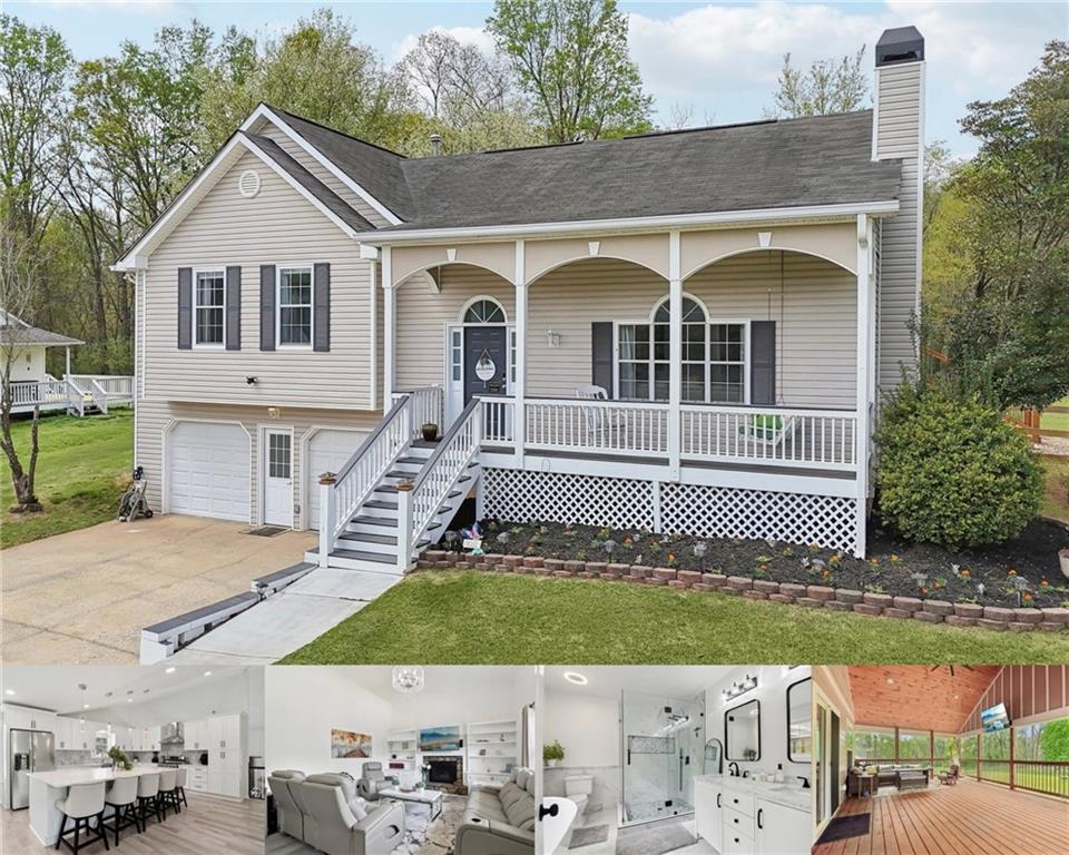 Welcome to 106 Thornwood Dr in Woodstock, GA! This beautifully updated home sits on a generous 0.7-acre level lot with a fully fenced backyard, perfect for pets or outdoor entertaining. With NO HOA, you have the freedom to make it your own! Step inside to the formal living room, featuring a cozy fireplace and built-in bookcases that create a warm and inviting atmosphere. The kitchen is a chef's or host's dream, boasting a large island with seating, sleek stainless steel appliances, ample cabinetry, a formal dining area, and access to the grand outdoor living space on the deck overlooking the lush backyard. The primary master suite is a true retreat, offering abundant natural light, a luxurious ensuite with a soaking tub, and a stunning floor-to-ceiling tiled shower. The two additional bedrooms are spacious and bright, sharing an updated full bathroom with modern fixtures. The fully finished lower level is ideal for multi-generational living, rental income, or extra guest space. It features a beautiful second kitchen, two bedrooms, a bonus room (perfect for an office, playroom, or additional bedroom), and a full bathroom with another soaking tub and floor-to-ceiling tiled shower. Laundry is conveniently located on both the upper and lower levels of the home. Situated in a prime Woodstock location and nestled in a tree-lined neighborhood, this home offers the best of both worlds-peaceful suburban living with easy access to local amenities. Enjoy nearby parks, shopping, dining, and top-rated schools, all while being just a short drive from downtown Woodstock's vibrant community. Don't miss the opportunity to own this stunning home with the perfect balance of indoor and outdoor living spaces. Schedule your private tour today and discover all that this property has to offer!