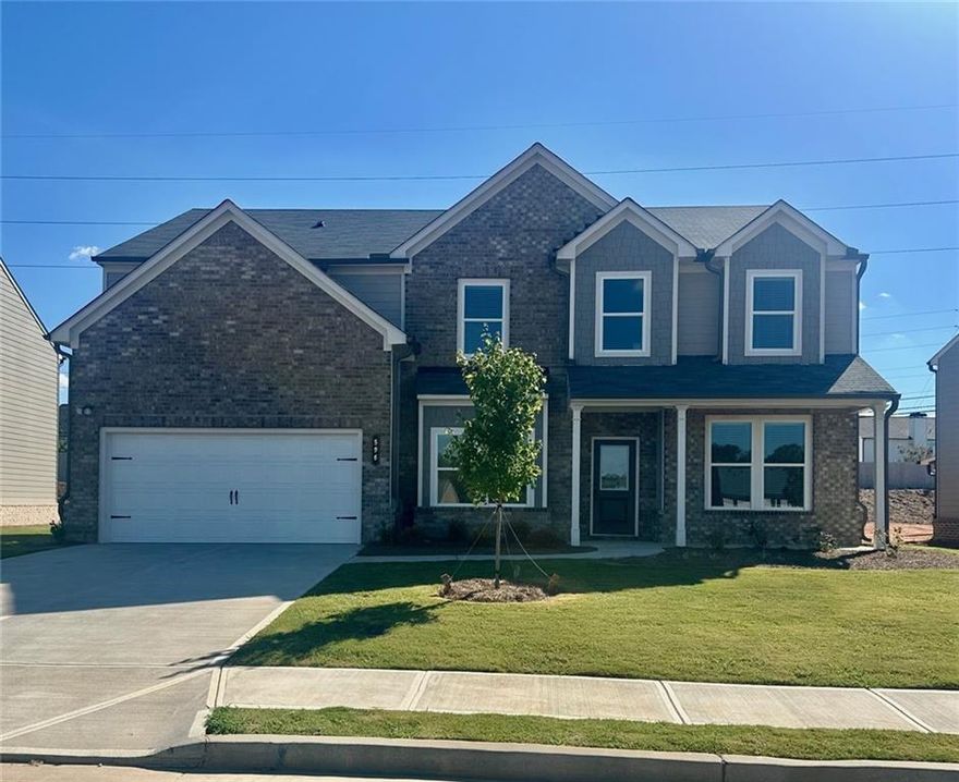 The Cartay Plan Lot 57a 5BR/3BA, HOME OF THE MONTH the price listed reflects the special price. This price good through for a limited time and the builder is also contributing 10K towards the closing closing cost with use of our Preferred Lender - Arch Capital. HURRY IN THIS PROMO WILL NOT LAST.   Welcome to Beckett Ranch, a Brand New Community Situated in the Lively and Timeless "SOUTHERN CHARM" Town of Auburn, GA. 2 STORY FOYER and Beautiful Open Concept Spacious Plan has Room for Entertaining. The Great Room and Kitchen area Enjoy a Lovely View of the Back Yard and Enter into a Formal Dining Room and Living Room/Office/Playroom. On the Main Level you will also find a Bedroom and Full Bath that will Delight Extended Family or Guests. A Few Highlights Include: Luxury Vinyl Planking Throughout the Main Level Living Areas, a Kitchen with GRANITE COUNTERS, TILE, Grey Cabinet, Backsplash, large Pantry and Island and a STAINLESS -STEEL Appliance Package, 2" Faux Cordless Wood Blinds and Garage Door Openers are Included.  Upstairs You May Like to Have a Movie Night or Watch a Ball Game in the Media Room and How About the Convenience of an UPSTAIRS LAUNDRY ROOM! Enter into a Large Main Suite with a Beautiful Spa Bath, Including a DOUBLE VANITY with a Granite Counter Top, Separate Tile SHOWER and TUB, LARGE WALK IN CLOSET.  This MAGNIFICENT Home is (Total Electric) ENERGY EFFICIENT.
The Property Also Includes a Fully Landscaped and Sodded Yard on All Four Sides and COVERED PORCH. 
Beckett Ranch will be a Fabulous Master-Planned Community Eventually Including Interlinking Walking Trails, Sidewalks, Underground Utilities, Clubhouse, Pool, Playgrounds, Pavilion and a Large Conservation Area Running Alongside Rock Creek.  *SOME PHOTOS may be STOCK PHOTOS ***HOME IS MOVE-IN READY NOW***