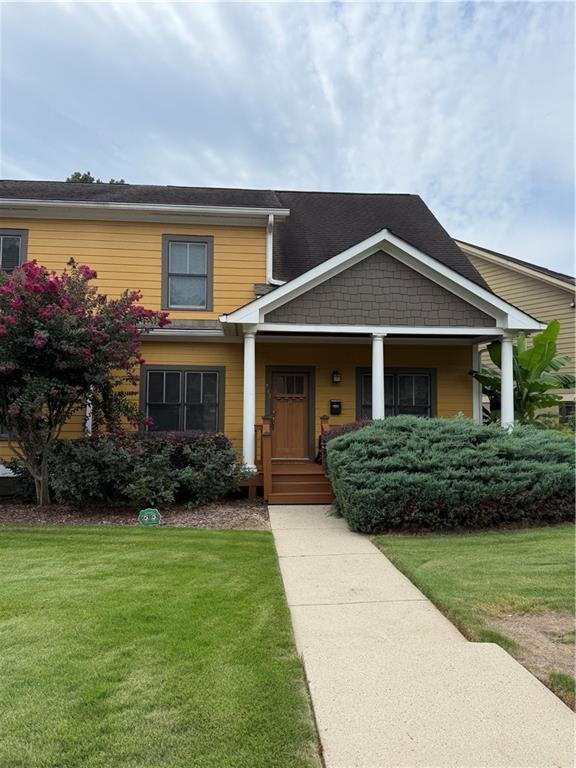 Welcome to 743 Frasier Circle in vibrant Marietta! This charming 3-bedroom, 2.5-bathroom home offers spacious modern living. Step inside to find a freshly painted custom white interior, beautifully complemented by gleaming hardwood floors on the main level. The high ceilings throughout give a sense of openness and airiness. The upper level features white oak LVP flooring, adding a contemporary touch to the sleeping quarters. Laundry is a breeze with washer/dryer conveniently located in the hall. Savor your morning coffee on one of your private outdoor spaces with a front porch or back deck to choose from. Relish the ease of parking right out back. The home is flooded with natural light, enhanced by a new Low-E glass back door. Newer HVAC and water heater are an added bonus. This lock and leave property's HOA will do your yard while you are out making memories. Explore this delightful property today and imagine the possibilities, located within a mile of Marietta Square, I-75, Shopping, Schools, Parks, Cobb Community Facilities and The Drafty Dane, a dog park bar!