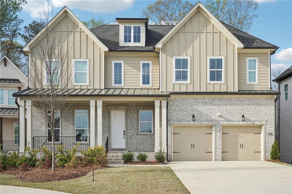 Beautiful Toll Brothers home in sought after Easley community. This beautiful home is nestled on a private wooded lot between two cul-de-sacs for serenity and relaxation. Upon entering, the foyer has a flex room for office space/formal dining room. The first-floor great room opens to a 42' fireplace, floor to ceiling windows that allow more natural light, the spacious open concept from the living room leads outside to a large, covered deck. The chef's kitchen is a culinary delight with ss appliances, upgraded quartz countertops/backsplash and waterfall island, large walk-in pantry is only steps away from the kitchen or formal dining room for ease of preparation. There is one bedroom and private bath/half bath on the main level and 3 additional bedrooms on the second level with ensuite bathrooms, and an oversized master with a separate shower, soaking tub, and upgraded his and her vanities. The spacious double sided walk-in closet is a dream. The laundry room is conveniently located on the second level. On the lower level there is a full unfinished basement waiting for you to put your personal touch, which leads to a covered patio and level backyard for entertaining. Minutes away from historic Woodstock Square restaurants, outlets, and other amenities. Borders Roswell/Junction and Alpharetta/Avalon.
