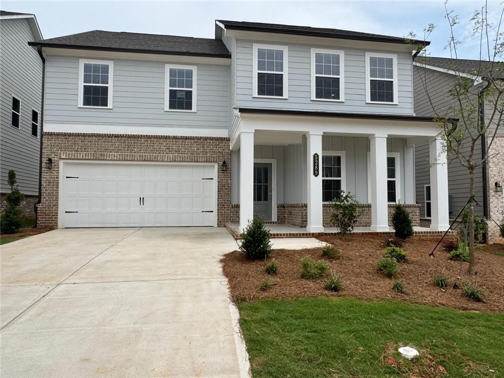 Welcome to this stunning 5-bedroom, 4-bathroom home in the sought-after Eastlyn Crossing community. The spacious Pearson floor plan offers 2,801 sq. ft. of thoughtfully designed living space featuring a main-level guest suite, a private study perfect for a home office or formal dining, and an open-concept kitchen with white cabinetry, designer tile backsplash, and stainless steel appliances. Enjoy natural light throughout the expansive family and breakfast areas, with direct access to a covered patio ideal for outdoor relaxation. Upstairs, the luxurious Primary Suite includes a trey ceiling, spa-inspired bathroom with tile shower and dual vanities, and a large walk-in closet. Three additional bedrooms, two full baths, a laundry room, and a versatile loft complete the upper level.
Located in the heart of Flowery Branch near Lake Lanier, Eastlyn Crossing offers community amenities including a pool with cabanas, pickleball courts, and proximity to parks, golf, hiking, shopping, and dining in historic downtown Flowery Branch. Don't miss this opportunity to lease a beautiful, modern home in a vibrant, amenity-rich neighborhood.