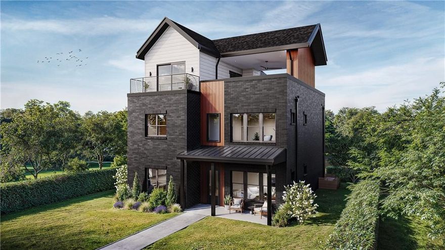 Introducing the Emery Gable, a stunning New Construction Single Family home nestled in the Brand New and desirable community of The Gathering. This contemporary masterpiece showcases 4 bedrooms, 3.5 bathrooms, and an array of luxurious features including a rooftop terrace and a private elevator. Step inside this elegant home and be greeted by an open and inviting floor plan designed for modern living. The spacious living area illuminated by large windows, seamlessly flows into the dining space and gourmet kitchen. The kitchen is a chef’s dream, boasting sleek quartz countertops, high end cabinetry, kitchen aid appliances (with an optional upgrade to Wolf Appliances) ensuring both style and functionality. The main level also includes a convenient powder room and ample space for entertaining guests or enjoying family time. Ascend to the upper floors via the private elevator, a rare and coveted feature that adds a touch of sophistication and ease to everyday life. The second level is dedicated to private quarters, where you will find the luxurious primary suite. This serene retreat includes a spacious walk-in closet and a spa-like en-suite bathroom with his and her vanities, a glass enclosed shower and soaking tub. The Primary suite also features a private balcony, perfect for morning coffee or an evening wind-down, providing a peaceful outdoor escape. Two additional well-appointed bedrooms and a full bathroom provide ample space for family and guests. The crowning jewel of the Emery Gable is the rooftop terrace, offering breathtaking views and a perfect space for outdoor entertaining and relaxation. In addition to the rooftop, the third floor also features a fourth bedroom with a private balcony, full bath and space for a wet bar for all your guests needs. This home provides the ultimate in modern suburban living in a vibrant new community, just minutes from downtown Alpharetta, Avalon, and top-rated schools as well as prime access to the Alpha Loop. Experience the perfect combination of style, comfort and convenience!! This home is estimated to be complete January/February 2025.