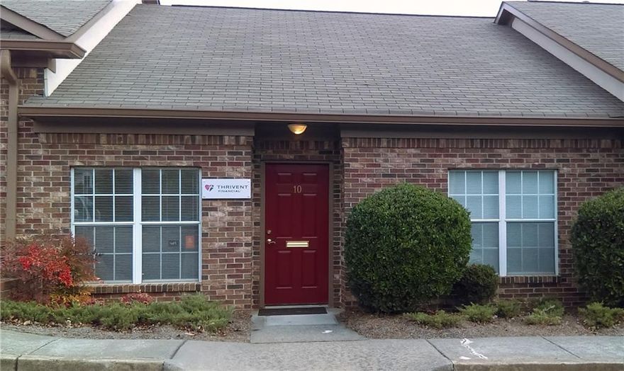 Executive Office Suite for Lease, zoned for office, medical, insurance, law office and other uses. 1065 SQF +/-. Suite #10. 

FEATURES: 2 executive offices, 1 small assoiate office, spacious conference rooom, kitchenette, restroom, equiptment/storage room, and bright waiting area. Front and rear outside entrances to paved parking. Unit #10 is one of eleven suites in the building.

IDEAL LOCATION AND ACCESS: Kennestone - Welstar Hospital -1 mile, Kennesaw Mountain National Park accross street, Marietta Square - 2 miles. Easy access to I-75, I-575, Cobb Parkway, US 41, Barrett Parkway and Canton Hwy. 

INCLUDED WITH LEASE; Monthly Association fee (outside building management, lawn service (except small private spot at front door), water, sewer, HVAC service, use of dumpster in back parking lot. 

IDEAL SPACE FOR; office use, medical, financial services, insurance, law office, and zoned for other uses.