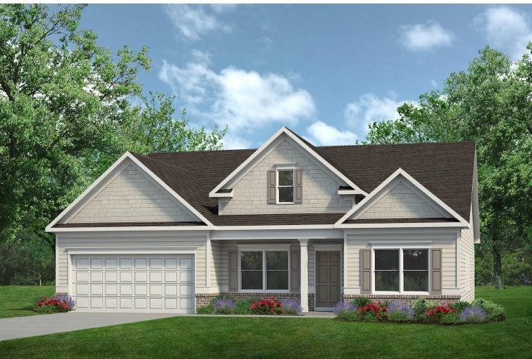 Move in Ready December! The Avery in Jones Ridge by Smith Douglas Homes. One of our best-selling single-story homes, offering three bedrooms and three full baths. A long extended entry foyer sets the tone, leading into expansive open-concept gathering spaces that are ideal for everyday living and entertaining. Private bedroom-especially the primary suite tucked at the rear of the home- provide a peaceful retreat. The primary suite showcases a tray ceiling, walk-in shower and access to the laundry room through the walk-in closet. The kitchen features quartz counters, upgraded 42" upper cabinetry and opens to a breakfast area and the family room where a linear fireplace creates a stunning focal point. Practical spaces are thoughtful designed, with two full baths, an expansive mudroom with trim detail at the garage entrance, plus an additional mudroom off the laundry room and breakfast area. Stylish luxury vinyl plank flooring flows through the main living areas, completing this wellplanned home. Nine ft ceiling heights enhance the spaciousness of the home. Seller incentive with the use of preferred lender. Photos representative of plan not of actual home.