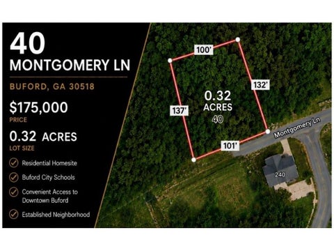 Vacant Land For Sale - 40 Montgomery Lane<br/> Buford, GA 30518
