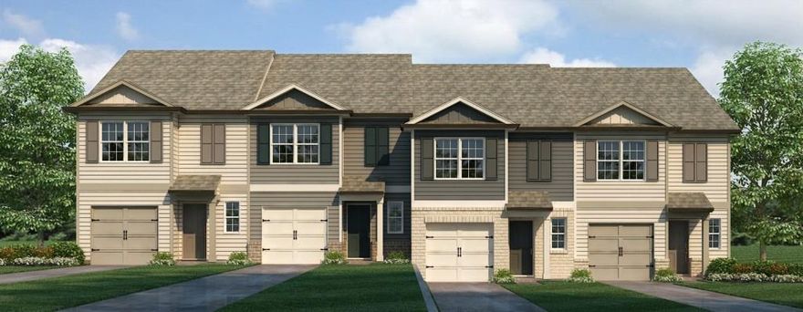 Each of the townhome built in our Woodbury Park community in Atlanta, GA are the Pearson II floorplan. This two-story plan features 3 bedrooms and 2.5 bathrooms in 1,508 square feet along with a 1-car garage.  As you step off the front porch, a long foyer welcomes you and leads you into the main living area as you pass by a half bathroom in the front hallway. The large living room is the perfect space for family and friends to gather or for a quiet night with a movie or book. Enjoy easy access to the back patio where you can relax with coffee in the mornings. The living room flows seamlessly into the contemporary designed kitchen with an attached island, white cabinets, and granite countertops. Homeowners will appreciate the durable, laminate wood flooring throughout the main level, that is perfect for any active household.   Up the stairs you'll turn from the landing into the primary suite. A spacious bedroom is complimented by the en suite bathroom featuring a granite topped, dual vanity and roomy walk-in closet. Across the landing you'll be led into one of the two additional bedrooms, both with walk-in closets. The laundry room and an additional bathroom round out the upper floor. If 5979 Skylar Drive sounds like a dream come true, call us today at Woodbury Park to come visit us in Atlanta, GA!