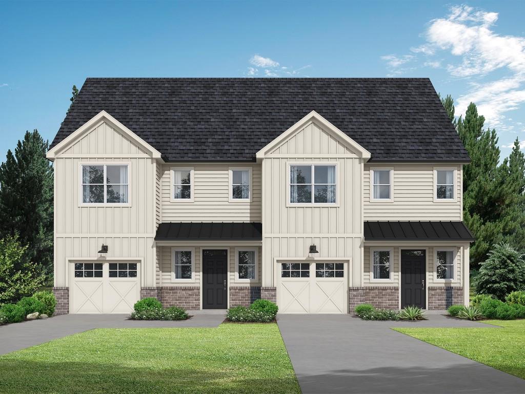 The Whitney Plan built by Bassett Signature Homes. Welcome home to this beautifully crafted duplex just minutes from charming Downtown Commerce! This thoughtfully designed residence features durable, easy-maintenance LVP flooring that flows seamlessly throughout the main level. The open-concept layout offers a spacious family room centered around a modern electric linear fireplace, perfectly accented by a stylish shiplap wall. The light-filled kitchen boasts white shaker cabinets with soft-close doors and drawers, a kitchen island with bar seating, gleaming granite countertops, stainless steel appliances, and a generous walk-in pantry. Conveniently located on the main level, you will find a mud bench area with shiplap detail, a convenient half bath, and a cozy office nook - ideal for remote work or a quiet study space. Upstairs, retreat to the serene Primary Suite featuring elegant trey ceilings, a relaxing sitting area, and a private ensuite with granite countertops and a shower with a framed enclosure. Two additional bedrooms, a full bath, and a well-equipped laundry room with upper & lower cabinets accented by granite counters complete the upper level. Step outside to unwind on the covered patio - perfect for morning coffee or evening refreshments. This is an incredible opportunity to own a stylish, low-maintenance home. Ready December 2025/January 2026. Don't miss your chance to make it yours!
