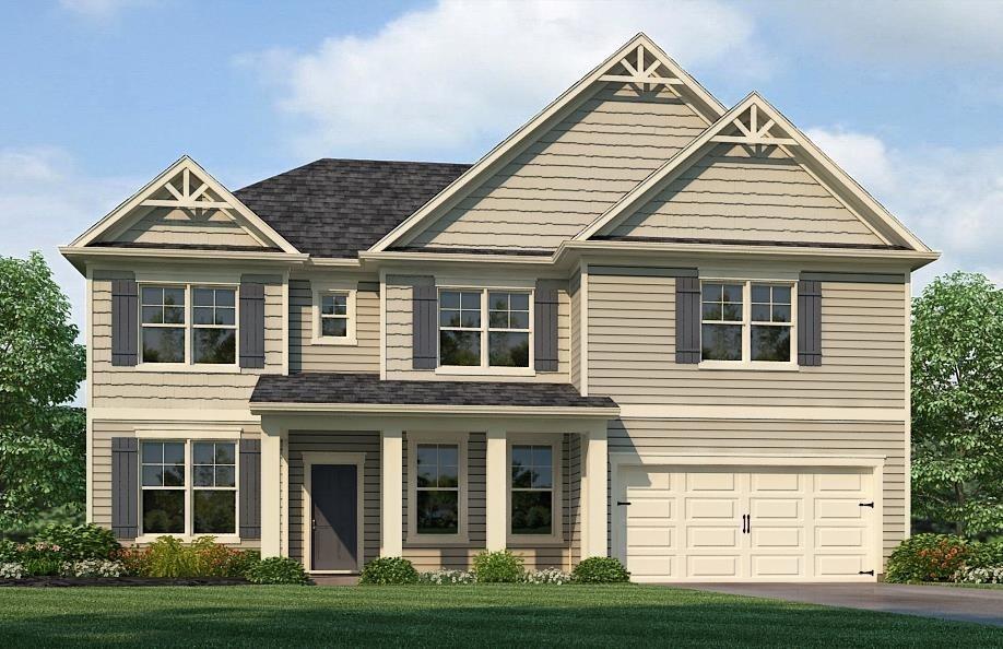 Rockhaven Homes presents The Leighton—a beautifully crafted 5-bedroom, 4-bathroom residence offering the perfect blend of luxury and functionality. This thoughtfully designed floor plan features a spacious guest bedroom with a full bath on the main level, ideal for visitors or multigenerational living. Formal living and dining rooms provide elegant spaces for entertaining, while the open-concept family room with a sleek fireplace flows seamlessly into the gourmet kitchen, complete with 42" cabinetry, granite countertops, a large island, and double wall ovens. Upstairs, the impressive owner’s suite boasts soaring vaulted ceilings, an expansive walk-in closet with dual windows, and a spa-inspired bath with a tiled shower and separate soaking tub with tile surround. Three additional secondary bedrooms, each with vaulted ceilings, complete the upper level. Enjoy outdoor living on the covered rear patio. This home is currently under construction. Stock photos are used; actual home may vary. Model home open daily: Monday 12pm–6pm, Tuesday–Saturday 11am–6pm, and Sunday 1pm–6pm