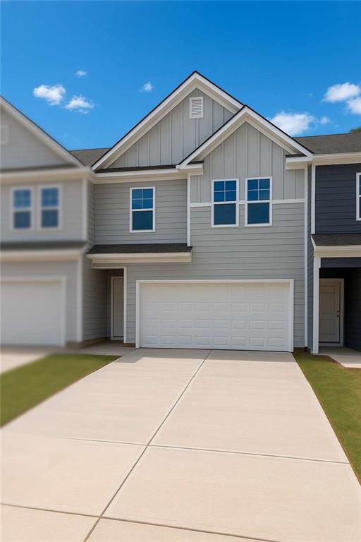 Modern Luxury Townhome in Rivershire Place. Nestled in the sought-after Villa Rica area, Rivershire Place offers a harmonious blend of modern living and convenience. This meticulously designed townhome features an open-concept layout, high ceilings, and a smart home technology package. Modern kitchen with stainless steel appliances, 42" Gray cabinets, tile backsplash, granite countertops, large island, and pantry. Oversized primary bedroom' suite with walk-in closet and spa-like ensuite bathroom oversized shower and garden tub. All rooms equipped with 2" faux wood blinds. Conveniently located just minutes from I-20 and Downtown Villa Rica, offering diverse dining options. A short drive to Sweetwater Creek and Arbor Place Mall adds to the appeal of this vibrant community. Please schedule an appointment to tour our decorated model homes. Interior photos are stock photos of the decorated model home with the same floor plan.