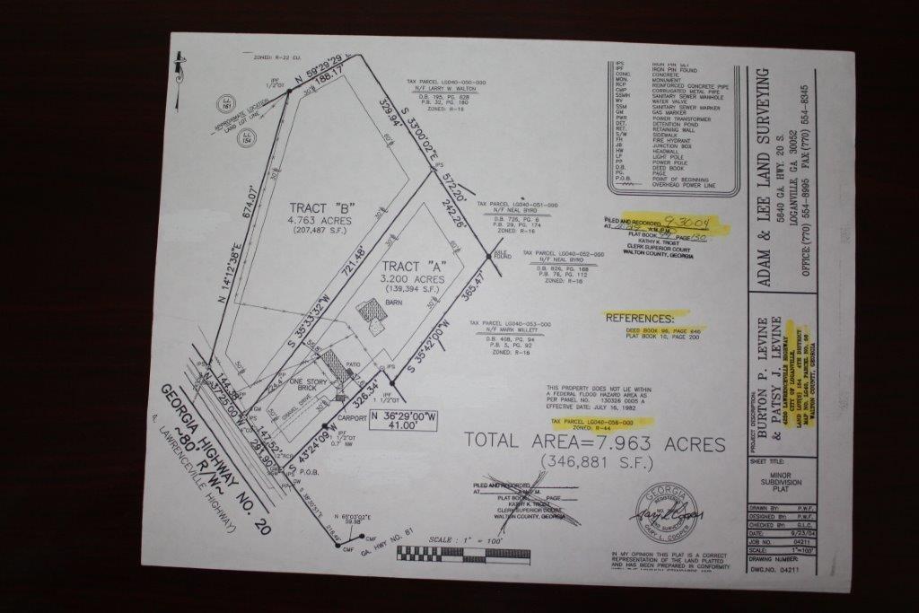 7.96 ACRES OF POTENTIAL COMMERCIAL PROPERTY IN LOGANVILLE CITY LIMITS. GREAT LOCATION FOR POSSIBLE SHOPPING,OFFICE OR MEDICAL. PROPERTY CURRENTLY HAS BRICK RANCH & STORAGE BARN,PUBLIC SEWER IS ON THE PROPERTY,292' OF ROAD FRONTAGE ON GA 20 JUST WEST OF HWY 81 STOP LIGHT. SURVEY IS ALL WE HAVE ON ESTATE PROPERTY. PURCHASER MAY SUBDIVIDE AFTER PURCHASE. PURCHASER TO REZONE. DO NOT ENTER PROPERTY WITHOUT AN APPOINTMENT. HOUSE IS OCCUPIED AND THERE IS NO LOCKBOX.