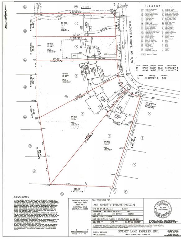 NEW PRICE!! DEVELOPERS/BUILDERS/INVESTORS!! Introducing an EXCEPTIONAL NEW CONSTRUCTION/NEW BUILD OPPORTUNITY IN UNINCORPORATED DEKALB!! This exclusive assemblage of +/-4.32 acres under a single owner presents the perfect canvas for the construction of single-family homes (R-100) or building a custom dream home in this well-established, quiet neighborhood. For Investors: Currently comprising five well-maintained tenant-occupied properties ( Parcels include: 1213,1209,1205,1201 and 1195 McConnell Dr., with rent-roll available) Current lot sizes range from 0.554 acres to 1.145 acres. Conceptual design drawings, survey, and topo are available. The property is NOT in a flood plain. Newer construction homes in the neighborhood have recently SOLD for over $1M. Nearby neighborhoods with new construction SOLD homes ranging from $1-3M. This prime real estate listing offers convenience to Emory Hospital and University, the new Children's Healthcare of Atlanta- Arthur M. Blank Hospital, Atlanta VA Medical Center, the CDC, reputable public and private schools, various parks and recreational opportunities, including easy access to all major highways and Hartsfield-Jackson Atlanta Airport. Ideally situated close to the popular Toco Hill Shopping Center, numerous restaurants/taverns, DeKalb Farmer's Market, Fernbank Museum, DeKalb History Center, and many others. A short drive to Buckhead, Midtown, Emory Village, and Decatur Square. Don't miss out!