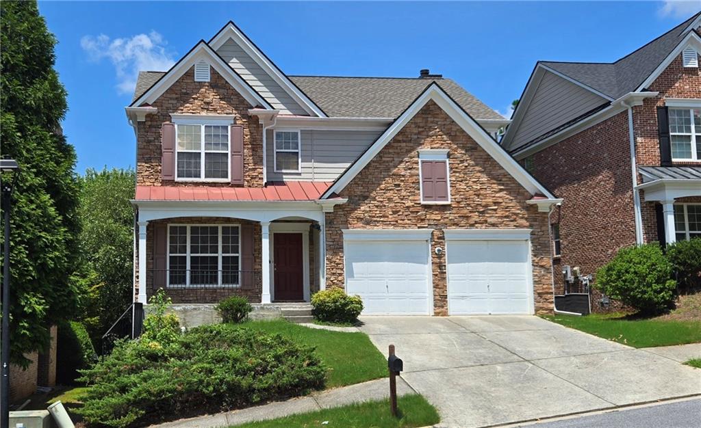 EXCELLENT LOCATION AND BEAUTIFUL HOME!!! This home offers an attractive floorplan with hardwood floors throughout finished with stylish fixtures. There is a living room, breakfast area, and family room with fireplace. Hardwood flooring throughout the main floor. Large kitchen with granite countertop, cherry cabinets, and large island. All four bedrooms and laundry room are on the second floor. Large master suite with lots of windows and a deluxe master bathroom with separate garden tub and shower with walls of tiles. There is plenty of room in the closets. The property has a full unfinished basement which is perfect for additional storage. Spacious deck and a front porch where you and your family may sit and relax or have a BBQ gathering. Large private backyard with garden area. Quiet neighborhood, playground, and pool. EXCELLENT SCHOOL AND SHOPPING AREA! Conveniently located near the I-85 and Sugarloaf Pkwy. School- Parsons ES, Hull MS, and Peachtree Ridge HS.