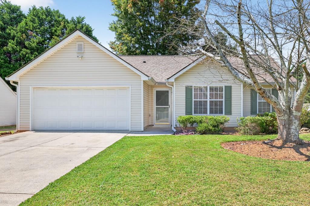 Excited to Share this Charming Ranch that's Move-in READY! Brand New LVP Flooring & Plush Carpet, Freshly Painted Kitchen Cabinets & New Farm Sink! New Lighting & Ceiling Fans throughout & New Roof in 2023! HVAC replaced approx 3 yrs ago! Popular Split Bedroom Plan! Spacious Owners Suite offers Garden Tub/Separate Shower & Walk-in Closet! New Kitchen has Stainless Appliances with Newer Gas Stove, Dishwasher Plus Refrigerator Stays! Vaulted Great Room has Cozy Fireplace and Gas Logs! Step outside to a relaxing Large Screen Porch which overlooks a Beautiful Level Backyard for Entertaining! Located in Popular Sugar Hill, this home offers Excellent Lanier Schools & Convenience near Peachtree Ind Blvd, I985/I85/400!! Abingdon Place has an Optional Pool Membership for the WIN!!