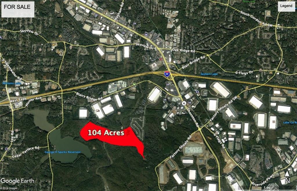 ATTENTION DEVELOPERS AND BUILDERS-Excellent location, over 60 acres of developable land bordering Sweetwater Creek State Park. County prefers the property to stay residential, but may be annexed into Douglasville for higher density housing.