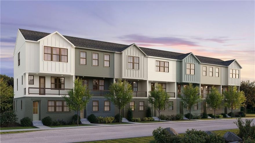 Come Discover Empire's Newest Alpharetta Community, Argosy! The Lindsey floor plan seamlessly combines style and functionality. The open-concept middle floor, with an oversized kitchen island and covered porch, is perfect for entertaining. The spacious kitchen connects seamlessly to the family room and features a built-in pantry for ample storage. The top floor offers a private owner's suite with a luxurious bathroom, and a secondary bedroom and bath for guests or roommates. The additional third bedroom is on the lower level with a full bath. A two-car garage on the first floor adds convenience to this well-designed townhome.