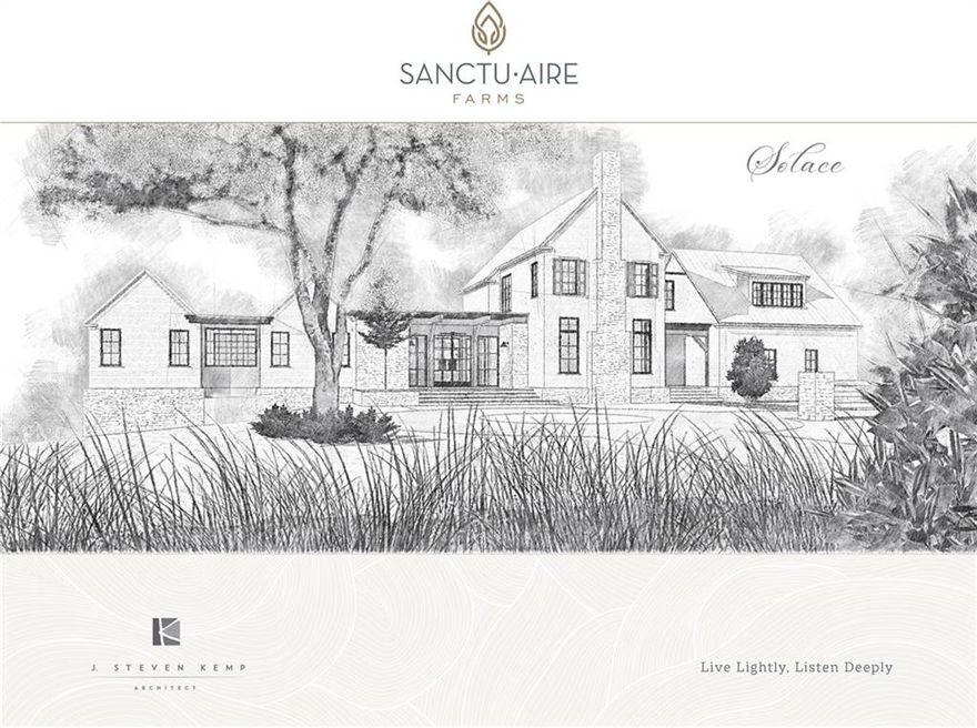 Now offered The Solace home design is available on Lot 5 ( 6.48 acres ) at Sanctuaire Farms, a gated 460-acre farmstead community in Ball Ground, Georgia. This peaceful 5-acre homesite invites you to slow down, breathe deeply, and embrace a life rooted in presence, nature, and intentional design. Solace is a quiet refuge tucked into the rhythm of the land.
Here, life slows to a meaningful pace - where mornings begin with birdsong and evenings glow with golden light.
Every detail is designed to offer peace, presence, and the luxury of living simply.
Crafted with care and elegance, Solace offers:
?? 3 Bedrooms | ?? 3 Full Baths + 1 Half Bath
? Optional Bonus Room with Additional Bedroom & Bath
?? 2,807 – 3,297 square feet
Every detail is thoughtfully designed to inspire calm and clarity — from the serene morning light filtering through your windows to the expansive porches that open to the rhythm of the land. The Solace plan blends refined simplicity with luxurious livability.
To be constructed by CroweBuilt Homes, a family-operated custom home builder founded in 2016. CroweBuilt is dedicated to making the building process as enjoyable as the finished product — bringing your vision to life while delivering exceptional value for your investment. CrowBuilt can assist and curate additional spaces for your homestead such as pool, pool house, guest house, barn or additional structures. 
About Sanctuaire Farms:
Sanctuaire Farms is a homesteading community built on the foundations of Faith, Family, and Community, offering 54 estate lots ranging from 5 to 20+ acres.
Here, you can pick a lot, collaborate on a master plan with the developer, choose from a curated builder group, and create the farmstead of your dreams.
The Grange – A 40-Acre Private Amenity Farm:
At the heart of the community lies The Grange, a working farm and educational co-op featuring:
• Gathering Barn & Veggie Barn
• Farmer’s Market & Artist Pavilions
• Greenhouse, Dairy Barn, & Workshop
• Event Lawn
• CSA subscriptions, farm-to-table dinners, homeschool classes & seasonal events
Residents can garden, raise animals, and enjoy a lifestyle rooted in connection — do agriculture on your acreage or join us down a the community farm called The Grange.
This is more than a home — it’s an opportunity to live with purpose, surrounded by beauty, and grounded in simplicity.
Come experience Solace at Sanctuaire Farms.