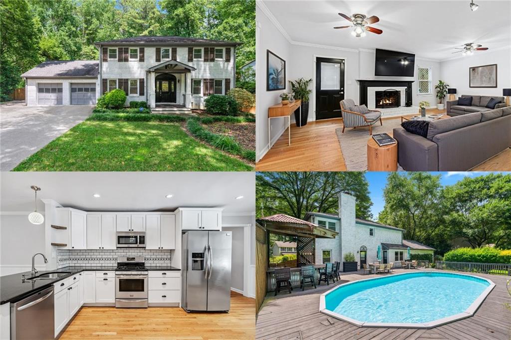 Your Dream Retreat Just Minutes from Marietta Square! Tucked away on a quiet street in the back of a charming subdivision, this beautifully updated home is where style meets serenity. From the moment you arrive, you'll be welcomed by the classic elegance of a freshly painted four-sided brick exterior and warm oak hardwood floors that run throughout the home. Inside, the spacious dining room invites unforgettable gatherings, while the bright eat-in chef’s kitchen—with ample counter space, breakfast bar, and modern appliances—makes everyday living and entertaining effortless.
Off the kitchen, you’ll find a thoughtfully designed mudroom, powder room, laundry area, and convenient garage entry—perfect for busy routines. The cozy fireside family room opens to an expansive deck, outdoor bar, and cooking area, all overlooking a private in-ground pool—your own personal oasis for summer fun and quiet evenings under the stars.
Upstairs, the oversized primary suite is a peaceful escape with dual closets, an open vanity, and private water closet. Three additional spacious bedrooms, a generous guest bath, and hallway storage complete the upper level. Outside, nature lovers will fall in love with the lush backyard—featuring a large fire pit, seating area, storage unit, and plenty of space for a vegetable or flower garden.
Recent updates include a brand-new pool control panel and upstairs HVAC unit. Bonus: the TV in the living room and washer/dryer stay with the home! Don’t miss this rare opportunity to enjoy peaceful living just moments from all the shops, dining, and events of vibrant Marietta Square!