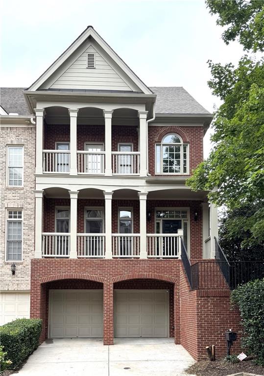 Gated intown community of just 31 homes in highly sought after Weatherstone at LaVista. This all brick, end-unit has 8 extra side windows and double stacked front porches. The main floor features a bright foyer, a column-separated spacious 10' ceiling dining room full of crown molding/column/windows/transoms, with beautiful hardwood flooring throughout the entire level. The chef’s kitchen seamlessly overlooks the family area and is equipped with stainless steel appliances, granite countertops, custom cabinetry, a breakfast bar, pantry, and ample workspace. Upstairs the primary suite features a double vanity, whirlpool tub, and walk-in shower, and walk-in closet full of organizers. Oversized guest bedroom features walk-in closets furnished with tall cabinets, and a walk out balcony. The lower terrace level includes an additional large bedroom or bonus room, ideal for use as a media room, in-law suite, or home office. Throughout the home, you’ll find abundant storage and a two-car garage with workspace. New carpet and new paint. The park-like setting includes a gazebo, walking paths, green space for pets and guest parking. Toco Hills Shopping Center across the street offers grocery stores, retail shopping, popular dining options, and a gym. 5 min away from Emory Medical, Emory University, Children’s Healthcare, the VA Hospital, and the CDC, with easy access to Decatur, Buckhead, Midtown, and more. HOA allows 12-month or longer rental.