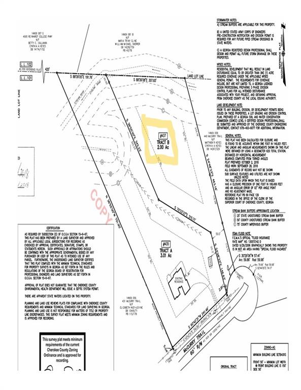 Build your dream home in the heart of Cherokee County! Hard to find peaceful wooded 2 acre lot with no HOA. Private yet conveniently located near I-575, Downtown for shopping and restaurants. Great location!