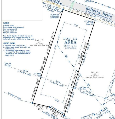 Vacant Land For Sale - LOT 11 Belletta Drive<br/> Canton, GA 30114