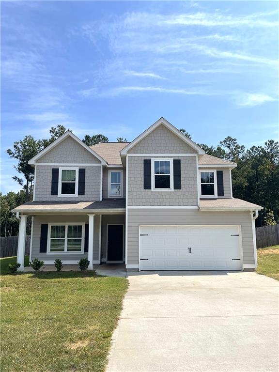 Built in 2020. 4 bedroom, 2.5 bath home in small, well-maintained neighborhood. No HOA fees. Separate dining room, half bath and open concept kitchen/living room on main level. Large primary bedroom upstairs with walk-in closet and primary bath with double sinks and separate tub and shower. 3 additional bedrooms upstairs with full hall bathroom and laundry room. Convenient to Bremen and Temple. Located on 1.59 AC+- with partially fenced backyard to wooded area behind home.