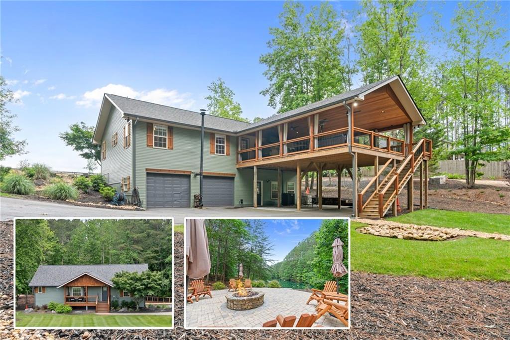 Outdoor Living Oasis in North Georgia Wine Country. Welcome to a one-of-a-kind retreat in the heart of North GA Wine Country! Nestled on just over an acre of beautifully landscaped land, this 4-bedroom, 3-bathroom home has been thoughtfully upgraded with hundreds of thousands of dollars in improvements, blending indoor comfort with incredible outdoor living. The main level offers a bright, open floor plan with whitewashed cathedral ceilings, new hardwood floors, and a cozy gas fireplace. The kitchen features stainless steel appliances and a tranquil front yard view. Two secondary bedrooms and a full bath sit on the main level, along with a laundry room conveniently located next to the spacious primary suite. The finished terrace level includes a private bedroom, kitchenette, and separate entry—ideal for guests or multi-generational living. The oversized garage includes a second laundry hookup, utility sink, and a wood stove for year-round versatility. Outdoor features include: Expansive covered deck (25x33) with tongue-and-groove ceiling and Commercial-grade bar. Professionally landscaped backyard with lights, Shaded patio under the deck, Fire pit area for relaxing evenings overlooking fully stocked pond. Additional highlights: Whole-house generator, 2024 HVAC, 2023 Roof and Gutters, 2.5-year-old water heater, freshly painted interior and exterior, Circular driveway with two private entrances and RV parking. No HOA. Located just minutes from renowned wineries, hiking trails, waterfalls, and the vibrant town of Helen, this property offers a rare opportunity to enjoy North Georgia's best outdoor lifestyle.