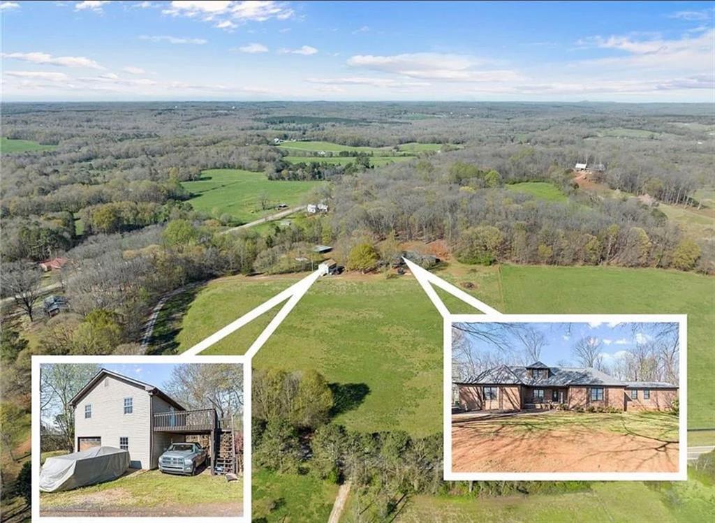 2 houses on gated 11+ acres, both houses meticulously maintained. 2 new roofs, a new HVAC system, main house newly painted indoors and outdoors, all new decks. House has 2 master bedrooms, 2 large bedrooms upstairs for a total of 4 rooms, additionally garage has been finished with central heating and air for an office space, gym, homeschool room, etc. Large area in the back yard, a side pasture, and a large pasture in the front for animals or having fun! Endless opportunities. MORE PICTURES COMING! Backyard has been cleared and seeded with grass, with a above ground and new large deck.