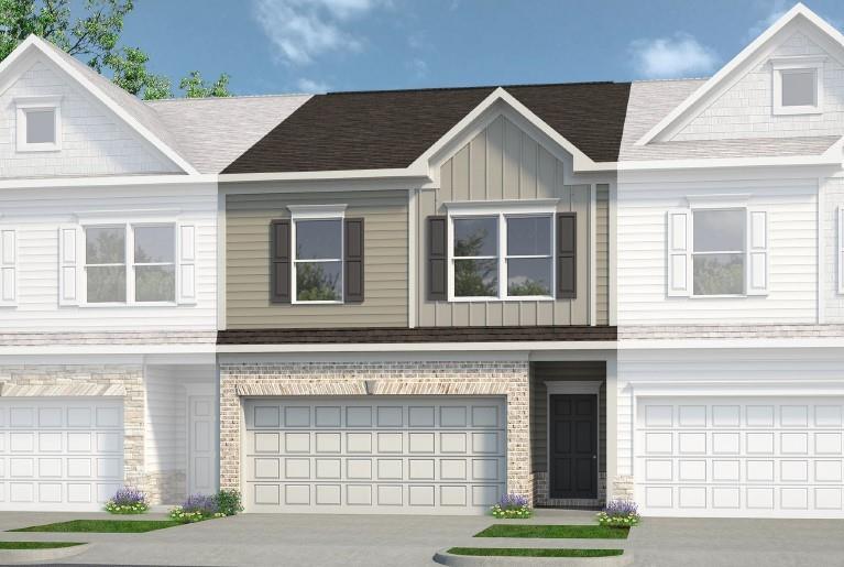 Move in Ready December! The Ellison II plan, in Smith Douglas Homes Sanders Park community. This 3BR/2.5BA townhome with a two-car garage features a modern, loft-style open concept floorplan perfect for daily living and entertaining. Lightfilled entry with glass front door! A linear fireplace is the focal point of the family room. The generous kitchen has plenty of counter space for meal prep and seats four comfortably! Upgraded 42" upper cabinets provide extra storage, a bricklay tile backsplash, pantry, stainless appliances, granite counters, and LVP flooring in the main living areas on the main floor add to the home's ambiance. An open iron rail stairway leads to the second floor, where you will find the primary suite with tray ceiling, a substantial closet, and large tile shower. Two bedroom, a shared hall bath and a convenient laundry room finish out this floor. Luxury Vinyl flooring also in the primary bath, secondary bath and laundry room. Nine ft ceiling heights on both levels. Planned neighborhood pool and the lawn maintenance included in your HOA fees leaves you more time to do the things you love! Photos are representative of plan not of actual home being built. Seller incentive with the use of preferred lender.