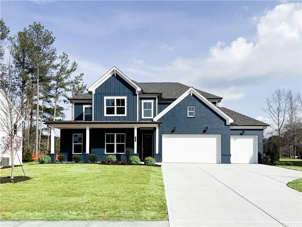 Welcome to Hillgrove Preserve, a thoughtfully designed new home community located near the border of Powder Springs and Marietta, brought to you by family-owned and operated Brock Built Homes—celebrating over 40 years of building quality homes across Atlanta. This beautifully crafted Trenton plan offers a blend of refined finishes and functional living. The main level features soaring 10-foot ceilings, a versatile flex room, a laundry area, and a bright sunroom ideal for relaxation or entertaining. The open-concept kitchen is a showstopper with a large quartz island, upgraded cabinetry to the ceiling, wall oven and microwave, gas cooktop with a vented hood, pots and pans drawers, trash pullout, under-cabinet lighting, and a designer backsplash. The adjoining family room features a 42” direct vent fireplace, creating a warm and inviting atmosphere. The main-level suite includes a luxury bath with a tub, quartz countertops, and a zero-entry shower. Upstairs are four spacious bedrooms, each with walk-in closets, three full bathrooms with tile flooring and tile surround, and a large media loft. Additional highlights include luxury vinyl plank flooring throughout the main living areas, white oak stair treads with metal balusters, a covered rear porch, front porch, and a three-car garage. Hillgrove Preserve offers a peaceful setting close to shopping, dining, and major thoroughfares, all within the sought-after Hillgrove High School district. Outdoor enthusiasts will love the area’s access to community pools, golf courses, tennis and pickleball courts, scenic hiking trails, horseback riding, and even BMX parks—creating endless opportunities to stay active and enjoy the outdoors. This home is move-in ready—call or visit today for a complete list of included features. Stock photos used. Agent is at Off-Site location, please contact for appointment.
