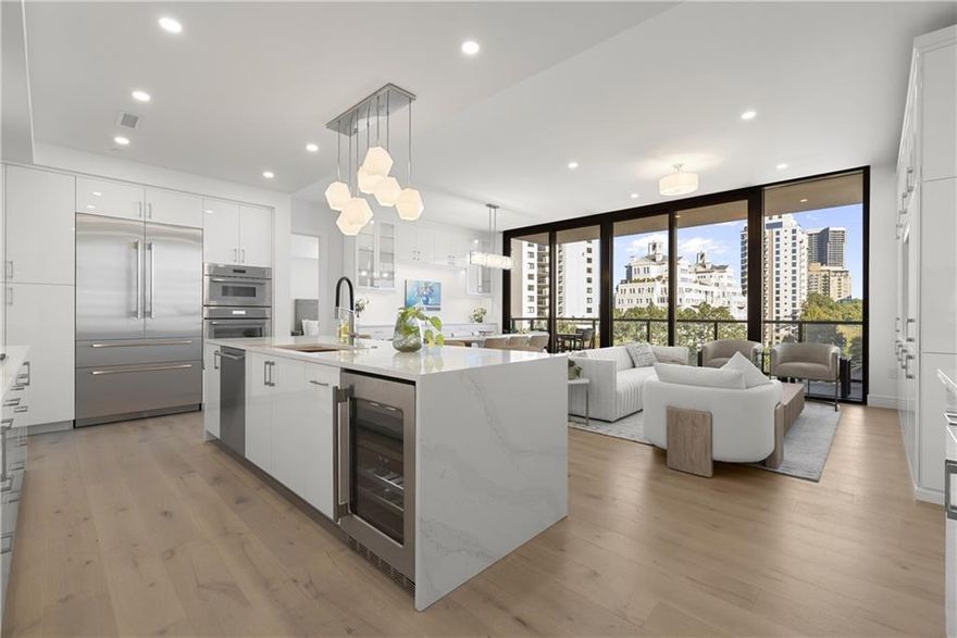 Rare opportunity to own a brand new, never occupied, luxurious residence in the heart of Peachtree Battle priced well below current developer incentives! Experience resort style amenities, the exact same as enjoyed by the penthouse suite owners at The Dillon,  an architecturally striking 18-story condominium with a landmark address on Peachtree Road.  This  9th floor luxury residence features an oversized balcony overlooking panoramic views of Buckhead facing North (to avoid direct sunlight), and enjoys a picturesque boulevard view of iconic Peachtree Road. Soaring ceilings, floor-to-ceiling windows, premium kitchen appliances, spa-inspired bathrooms, and an open, spacious floor plan makes this residence feel more like a single-family home. There is nothing builder grade about the interior spaces of this stunning residence. The owners added over $110K in upgrades at the time of construction, including:  high end lighting fixtures and recessed lighting throughout, electronically controlled blinds in both bedrooms, Thermador wine cooler, upgraded countertops in laundry room, bar and dining room, full kitchen backsplash, and custom built-in closets in bar, laundry room, dining room, and living room cabinetry. Plus, a $75K rental permit conveys at closing, allowing immediate leasing flexibility - an incredible advantage in Buckhead's most desirable new address! The dedicated office space offers privacy and flexibility for remote work, and could be converted into a 3rd bedroom. Third full bathroom is conveniently located adjacent to it. Blending tradition and sophistication, The Dillon offers an exceptional collection of resort-style amenities including an elevated terrace with sweeping skyline views, resort pool and spa with private cabanas, Atlanta’s first elevated pickleball court, fitness center, yoga studio, dog park with washing stations, club room, theatre, co-working suites, sports simulator and game room, and a private speakeasy-style lounge for residents.  The Dillon's indoor-outdoor amenities bring resort-style relaxation, entertainment, and wellness opportunities to residents' fingertips while The Hub offers a convivial space for work-from-home activities. Amenity deck with lounge and entertainment area with conversational seating, dining tables, an outdoor kitchen and cozy fire pit. Active social events for residents include bookclub at the speakeasy, game nights, watching sports events at the clubhouse, movie nights, and progressive dinners. Enjoy valet parking for guests, two assigned parking spaces, a private storage space, concierge service and guard gated security.  Convenient access to Buckhead's finest dining, shopping and entertainment right from your front door, Peachtree Battle Shopping Center, including Public, Starbucks, Cava, and more! Don't miss this opportunity to make Buckhead's most coveted address your next chapter home.