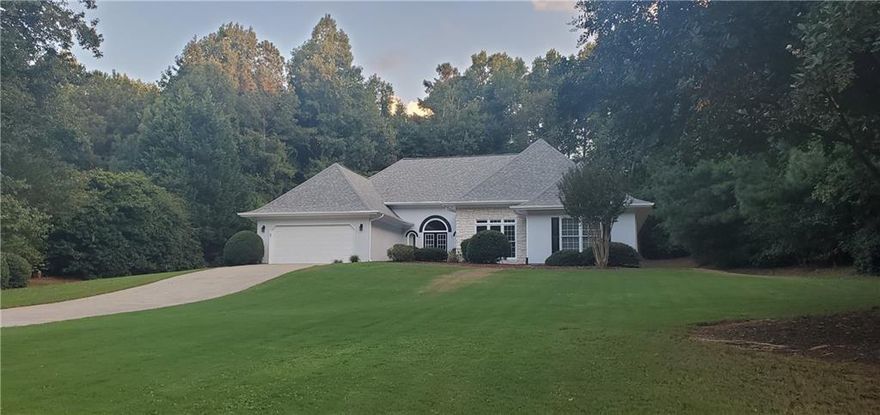 Move right into to this perfect, large and hard to find ranch home on a full 1 acre lot conveniently located near schools, parks and shopping. Well cared for and Owner managed, this bright and sunlit home has 3 oversized bedrooms plus a huge office/library. The soaring ceilings make this house feel truly grand. The bright white kitchen has eat-in breakfast area, walk-in pantry, adorable bay window and plenty of cabinet space. Kitchen also features brand new built-in oven and microwave. Open concept dining room/great room with large windows overlooking the private, flat and usable back yard. Master bedroom has fireplace with built-ins, large bath with separate vanities, tub and walk-in shower. Secondary bedrooms have ample closets (2 in each room) and access to jack-n-jill bathroom with separate vanities. No carpet anywhere - lovely LVP flooring throughout the entire home. Freshly painted, upgraded lighting and hardware throughout. Lawn care is included with the rent.  Qualified renters only; all applications will be put through credit and background check.